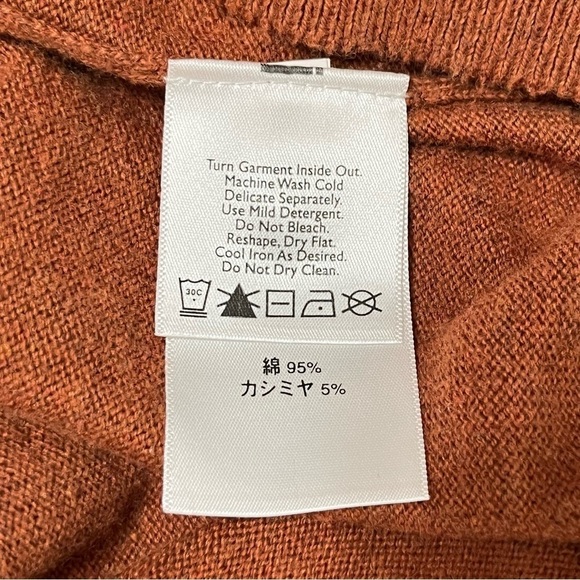 Eddie Bauer Y2K Cotton Cashmere Collared Pumpkin Colored Sweater Size XXL - Picture 7 of 10